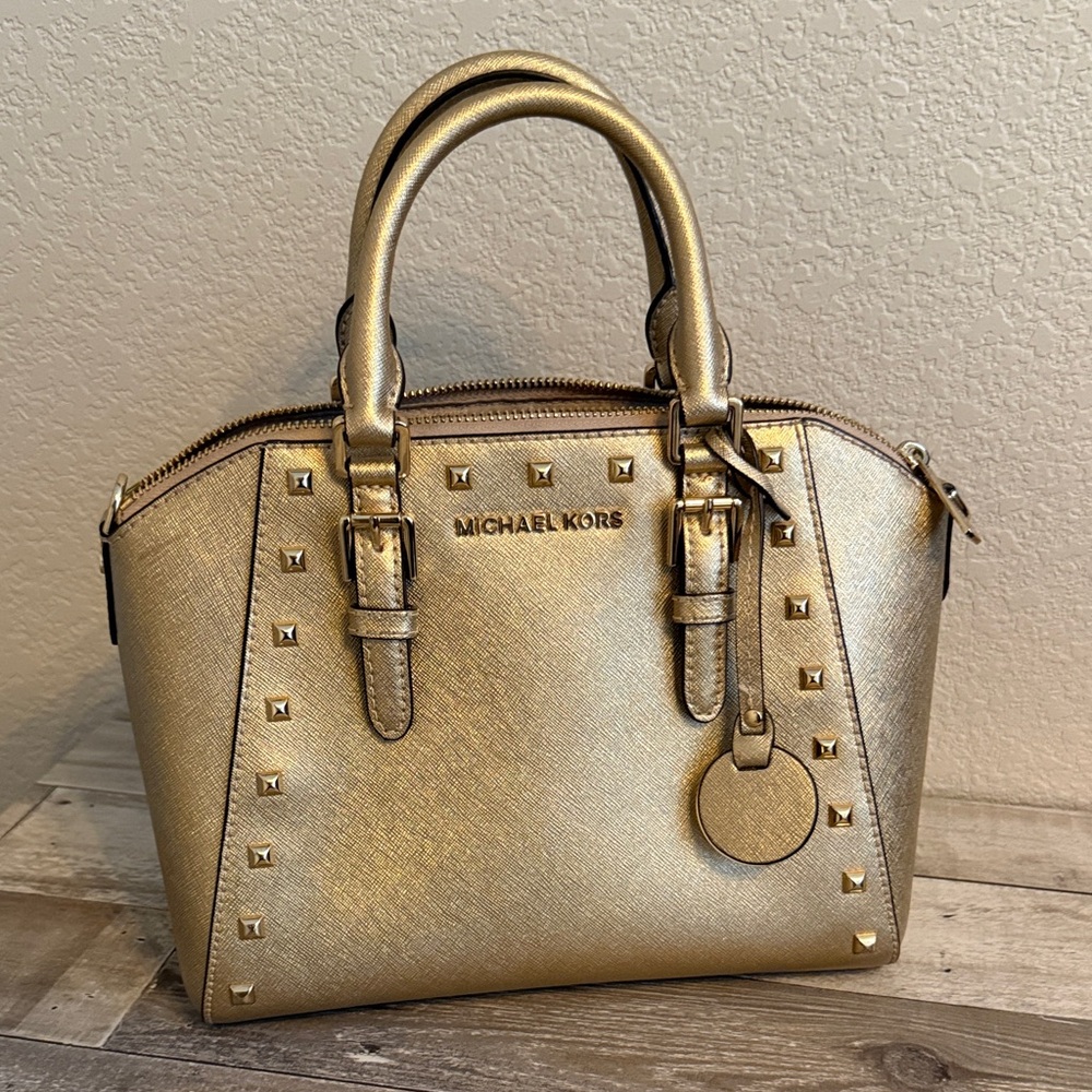 Michael Kors Gold Studded Satchel
